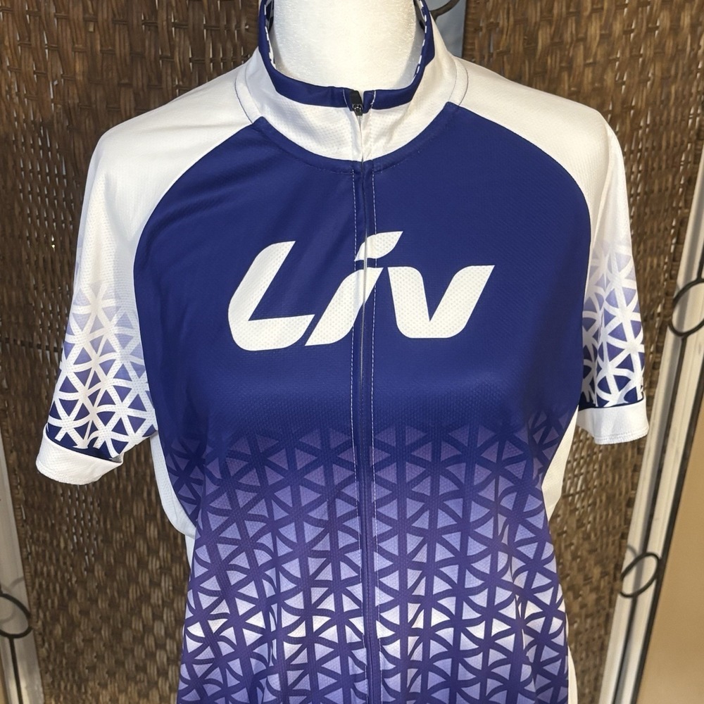 LIV TransTextura Women's Cycling Jersey Size XL Full Zip Purple Geometric